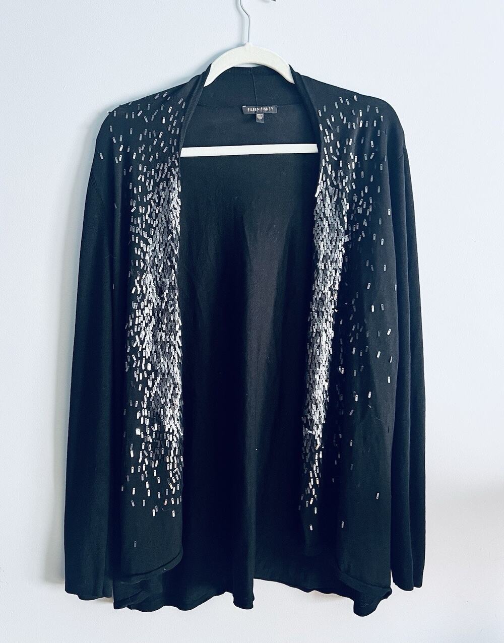Eileen Fisher 100% Merino Cardigan with Sequins - Large Women’s Lightweight